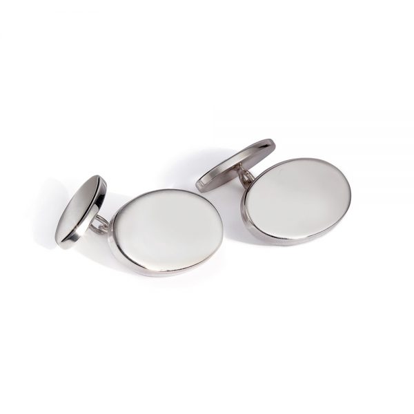 Silver Oval Chain Cufflinks